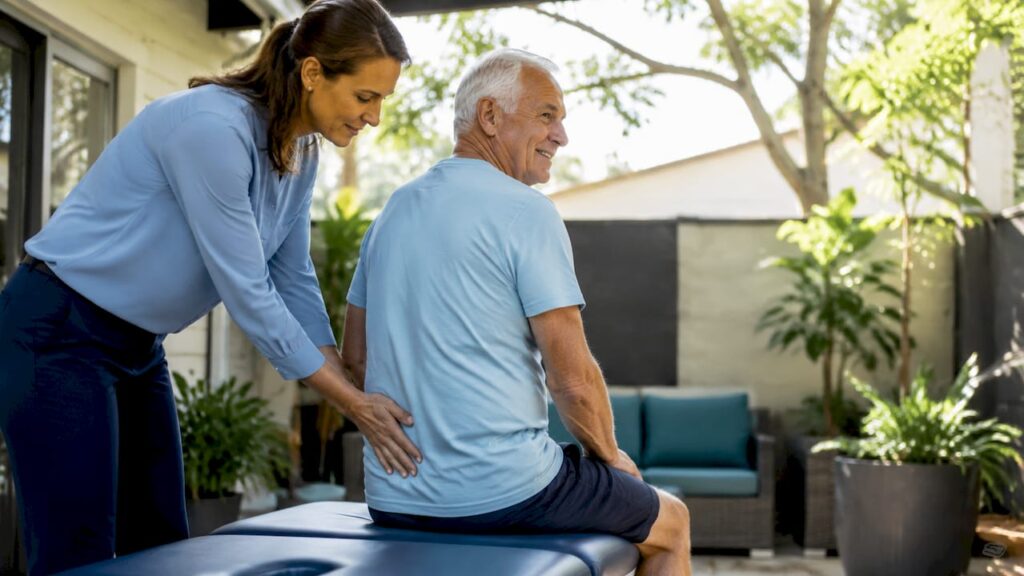 Senior man receiving chiropractic adjustment