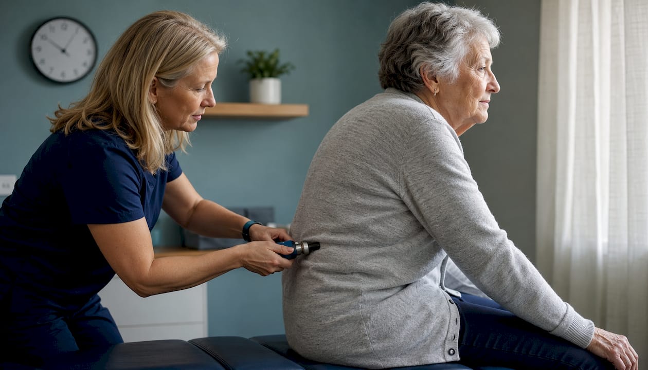 Elderly woman receiving gentle chiropractic adjustment