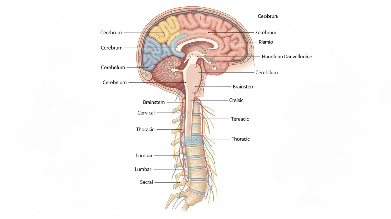 This anatomical illustration depicts the human central nervous system, highlighting the connections between the brain and spinal cord. It emphasizes the integral role of the nervous system in overall health and well-being, showcasing how proper spinal alignment and chiropractic adjustments can enhance nerve function and reduce chronic pain.