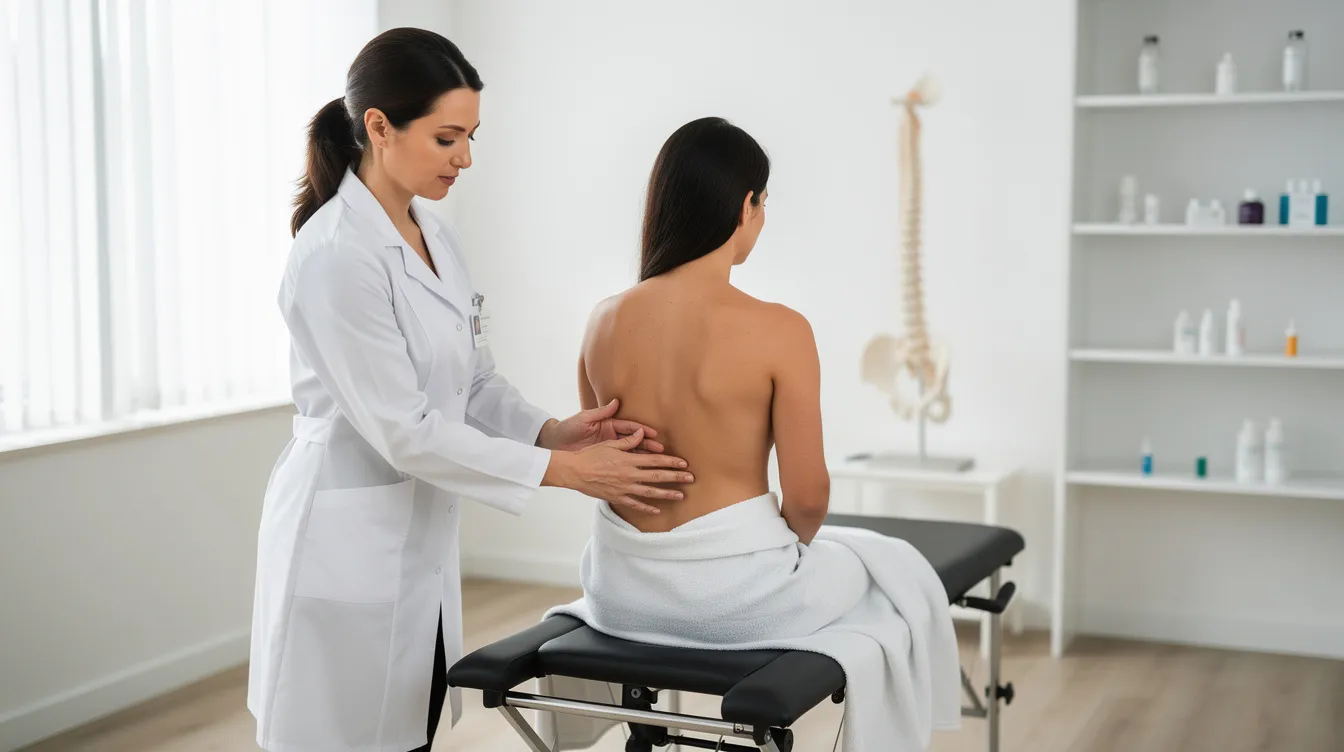 A qualified chiropractor is conducting a thorough individual spinal assessment with a patient in a modern clinic, focusing on personalized chiropractic care plans to address specific health issues and promote overall wellness. The assessment includes a review of the patient's health history and physical examination to develop a customized treatment plan aimed at relieving pain and improving spinal health.
