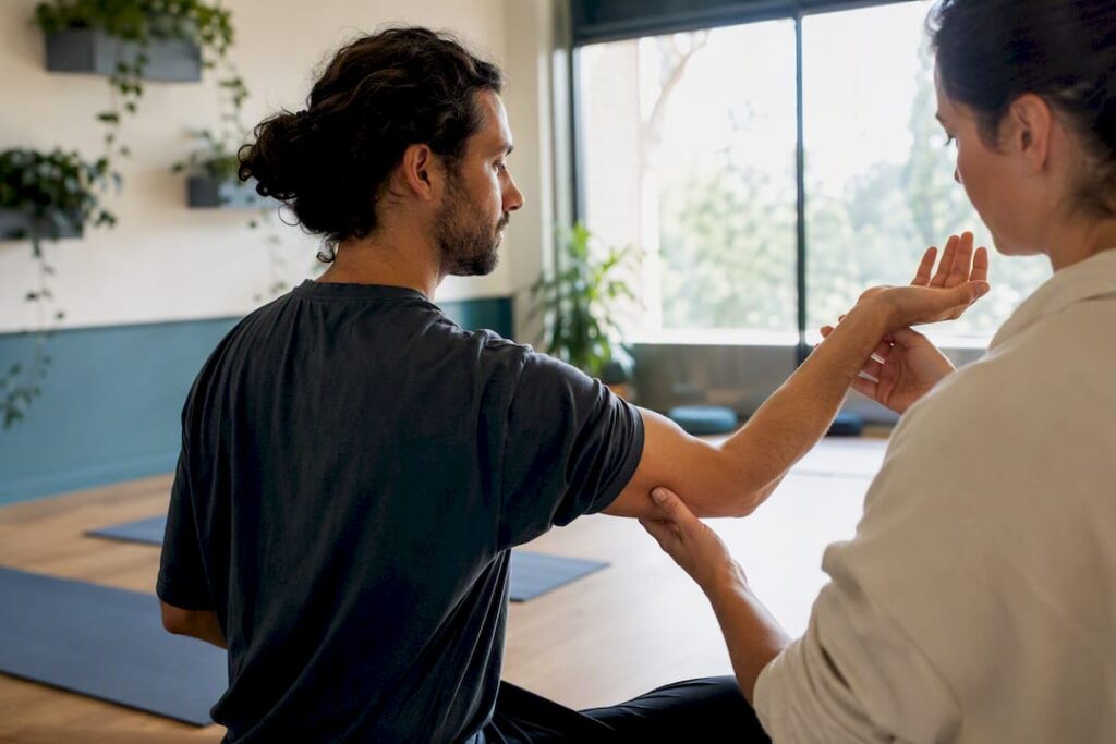Person doing nerve glide wrist exercise