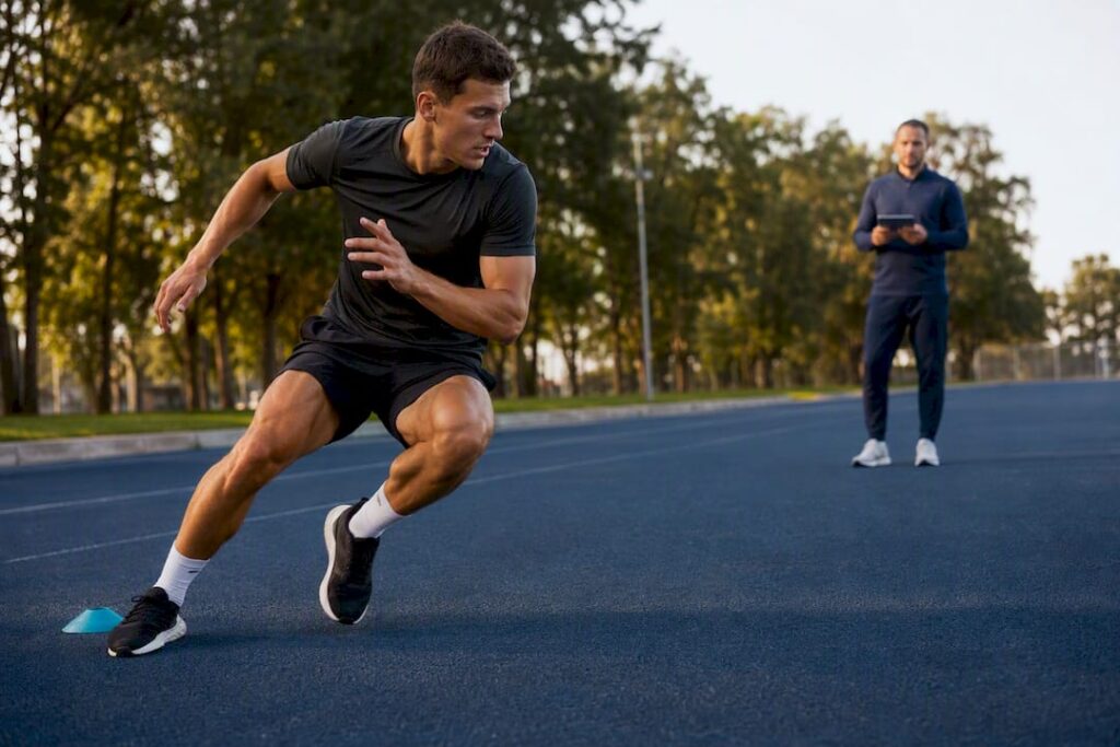 Athlete performing return-to-sport agility test
