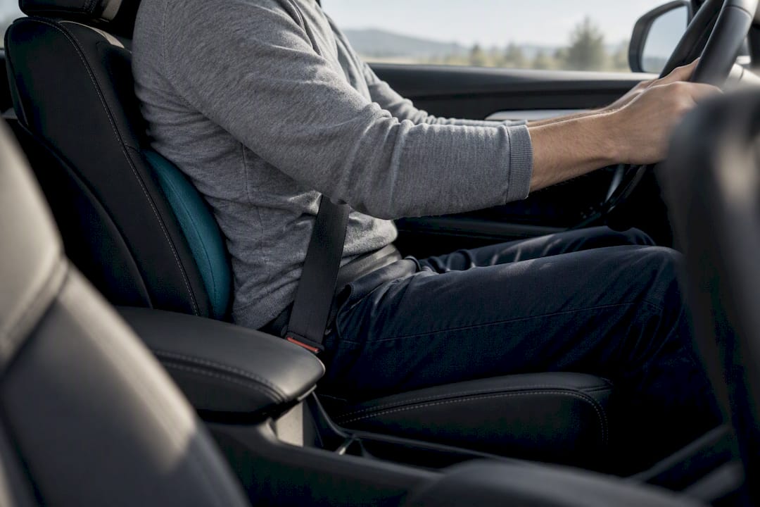 Supported lower back posture inside car