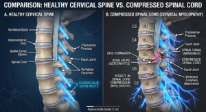 compressed cervical spinal cord 